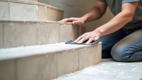 Układanie płytek z kapinosem na schodach